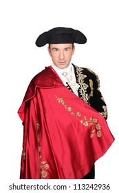 Man In A Matador Costume With A Red Cape