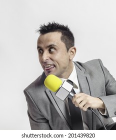 man with microphone
