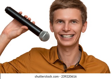 man with microphone