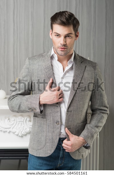 gray linen jacket