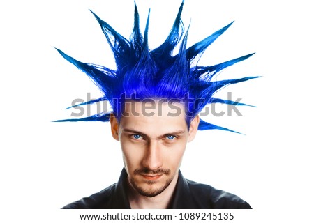 A man with a mohawk and beard, isolated
