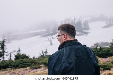 Man in mountains. 