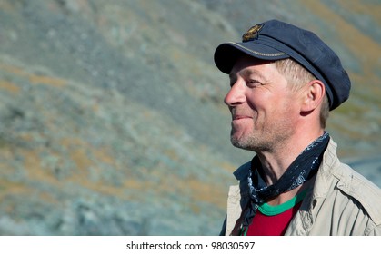 The man in the mountains, the tourist to a halt - Shutterstock ID 98030597