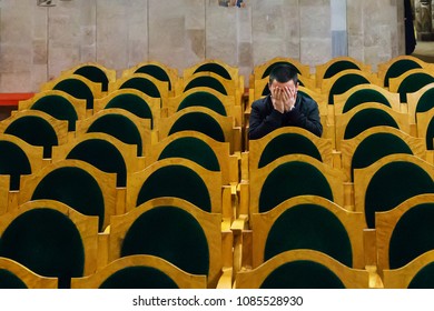 A Man Mourns In The Church, A Funeral