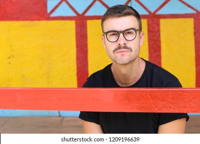 Man With Moustache And Eyeglasses