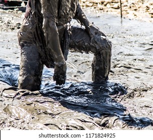 Man in the mud close-up