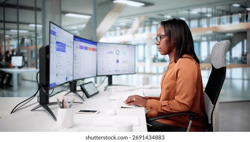 Man Multitasking Email App On Laptop At Office Desk, Networking Strategist.