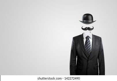 Man With Mustache And Bowler Hat