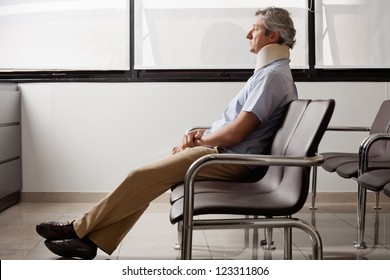 Man With Neck Injury Waiting In Lobby