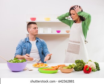 Man Is Not Satisfied With Meal Made By His Wife.