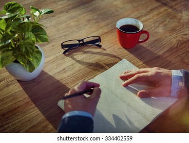Man and Notebook with Copy Space Concept