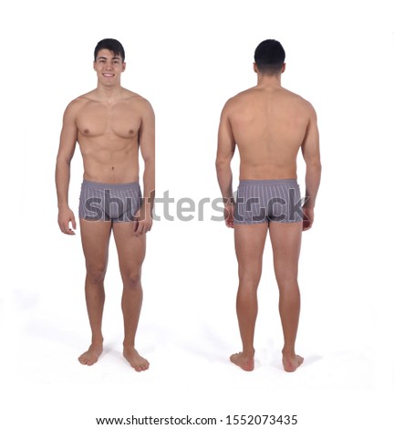 man nude front and back on white background
