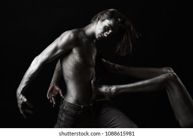 Man Nude Torso Covered Shimmering Paint Stock Photo 1088615981