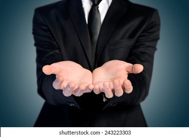 Man offer hand and holding nothing