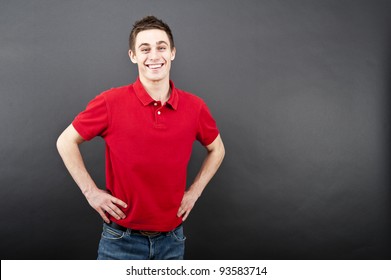 Man On Black Background In Polo Shirt