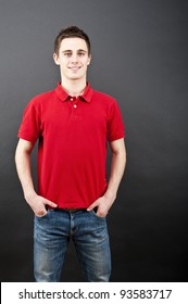 Man On Black Background In Polo Shirt