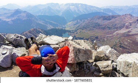 Man On Colorado Peak; Snowmass Mountain; Climbing Up To Peak; Aspen; Hiking A 14er