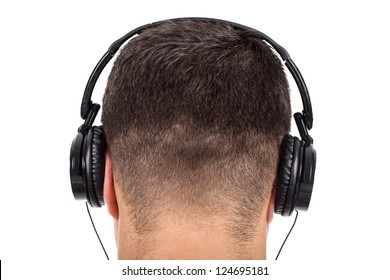 Man On His Back With Headphones On Head