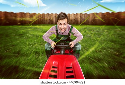 Man On A Lawn Tractor