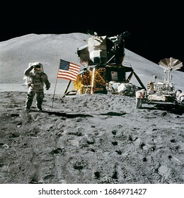 Man On Moon With USA Flag