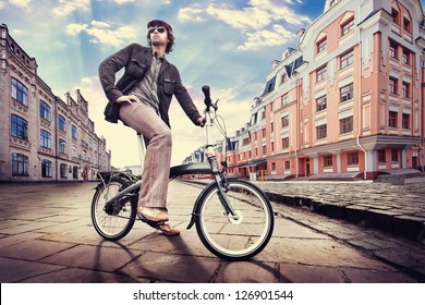 man on the vintage cycle