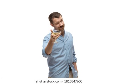 Man On White Studio Background, Funny Meme Emotions