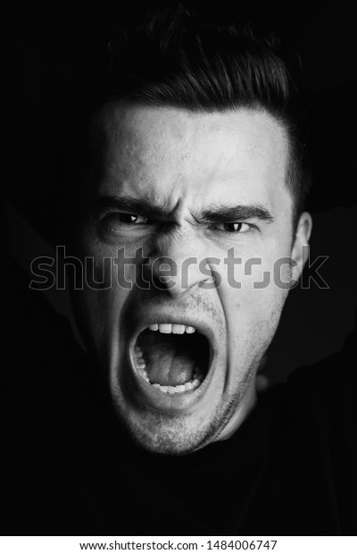 Man Open Mouth Screams Fear Stress Stock Photo 1484006747 | Shutterstock