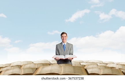 Man with opened book