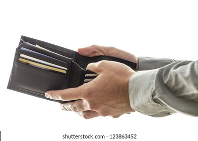 A Man Opening His  Wallet To Pay For Something.