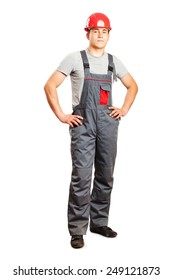 Man Overalls Isolated On White Background Stock Photo 249121873 