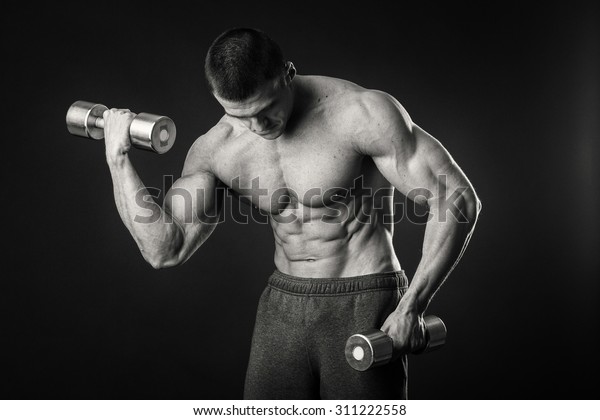 Man Perform Dumbbell Bench Press On Stock Photo Edit Now 311222558