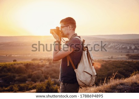 Similar – Image, Stock Photo Sunset in the mountains