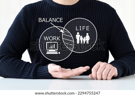 Man and pie graphs with work and life indication