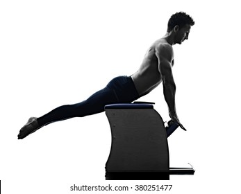 Man Pilates Chair Exercises Fitness Isolated