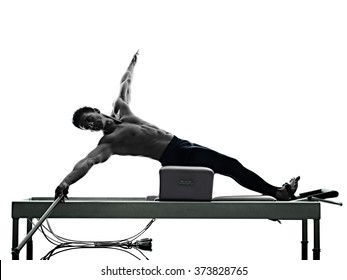 man pilates reformer exercises fitness isolated