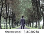 A man in the pine forest
