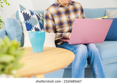 Man With Pink Laptop (no Face)