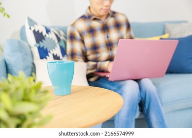 Man With Pink Laptop (no Face)