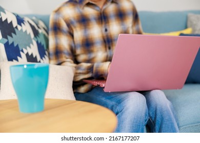 Man With Pink Laptop (no Face)