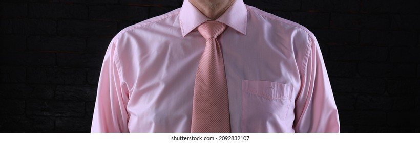 pink formal shirt with tie