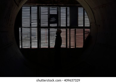 A man in the pipe