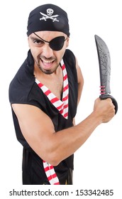 Man In Pirate Costume In Halloween Concept