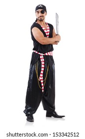 Man In Pirate Costume In Halloween Concept