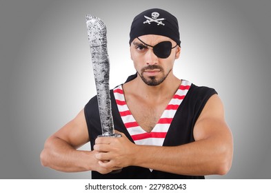 Man In Pirate Costume In Halloween Concept