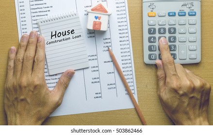 Man Planning Monthly House Construction Loan, Finance Concept