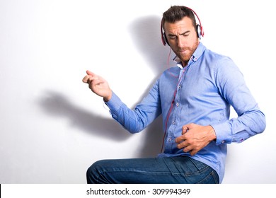 Man Playing Air Guitar