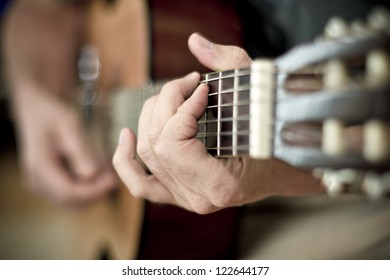 Man Playing Classic, Acoustic Guitar