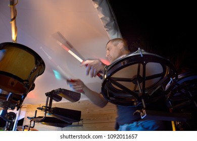 Man playing percussion instruments