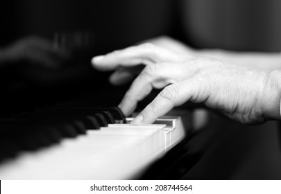 Man Playing The Piano Black And White