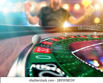 Man Playing Roulette At The Casino - Shallow Depth Of Field